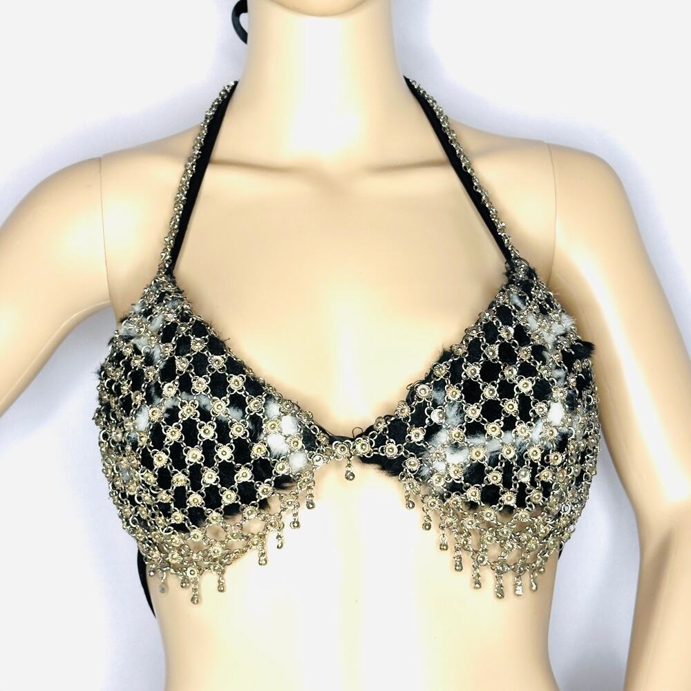 Chain Bra Top – Festival Belly Dance Tribal Fusion Statement Top Upcycled